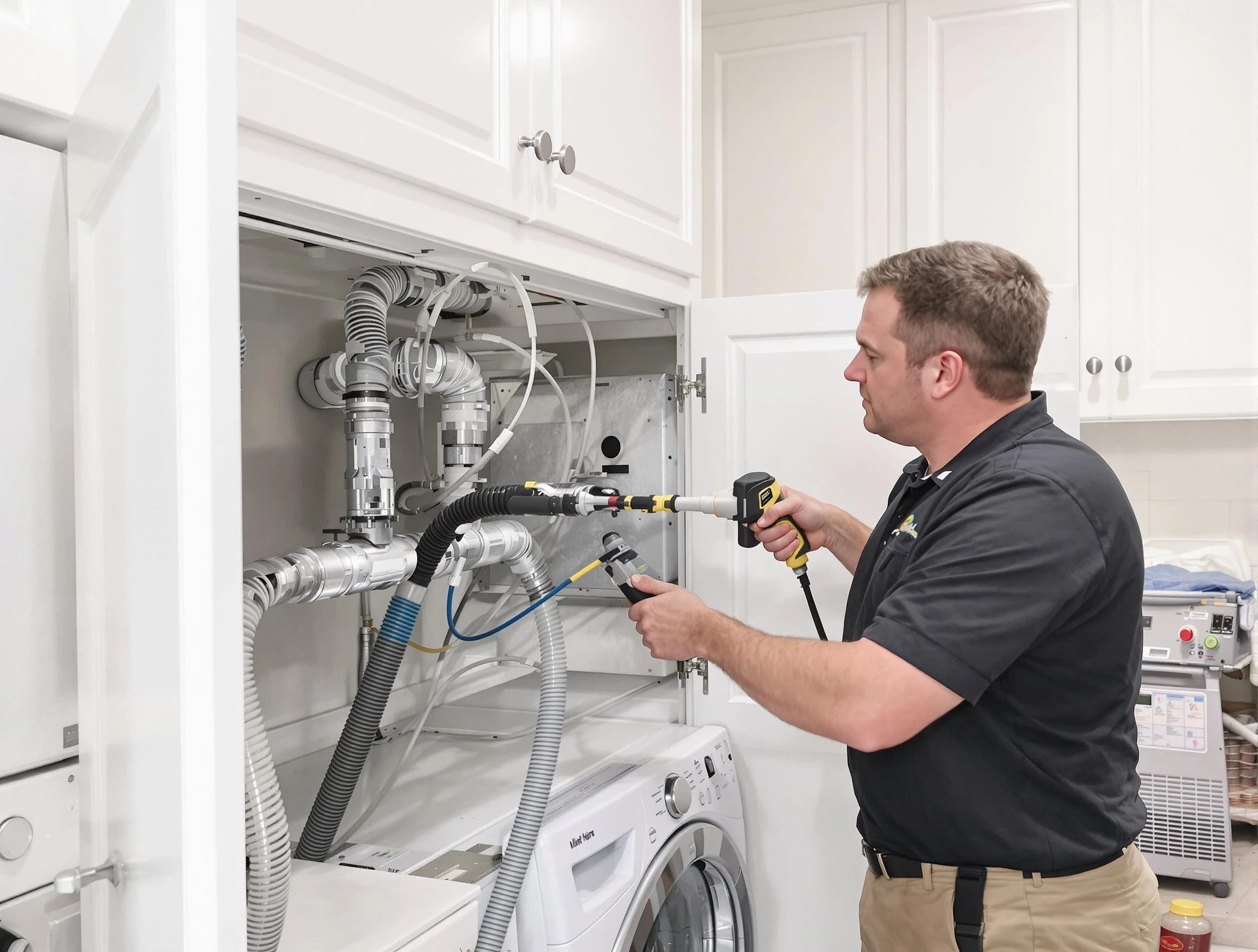 Columbiana Dryer Vent Cleaning professional removing severe blockage from a clogged dryer vent in Columbiana