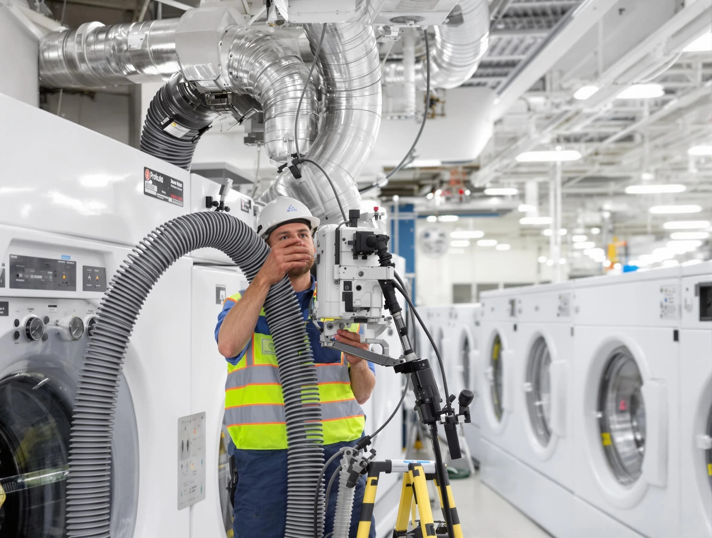 Columbiana Dryer Vent Cleaning team performing commercial-grade dryer vent cleaning at a business facility in Columbiana
