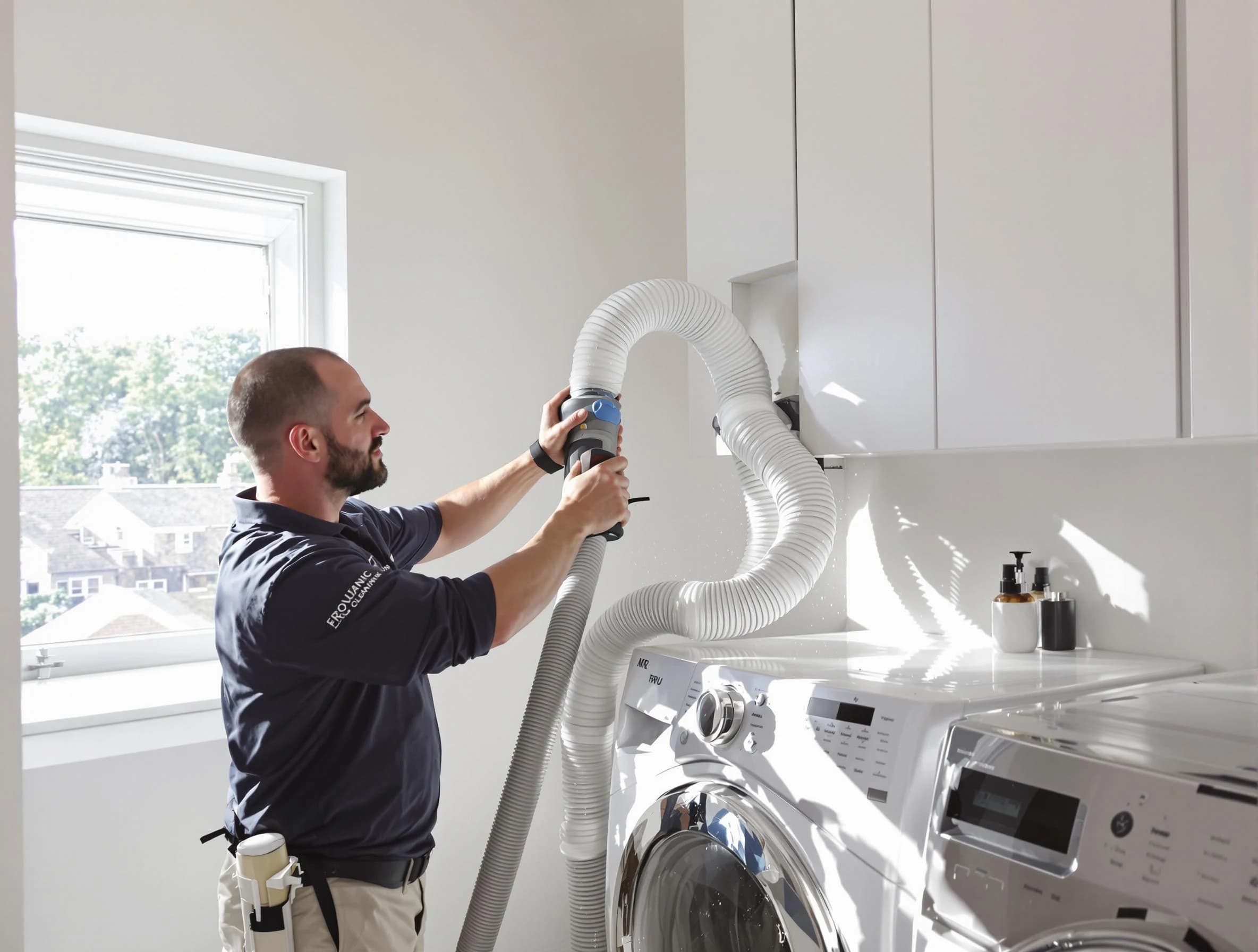 Certified Columbiana Dryer Vent Cleaning technician performing dryer vent cleaning in Columbiana