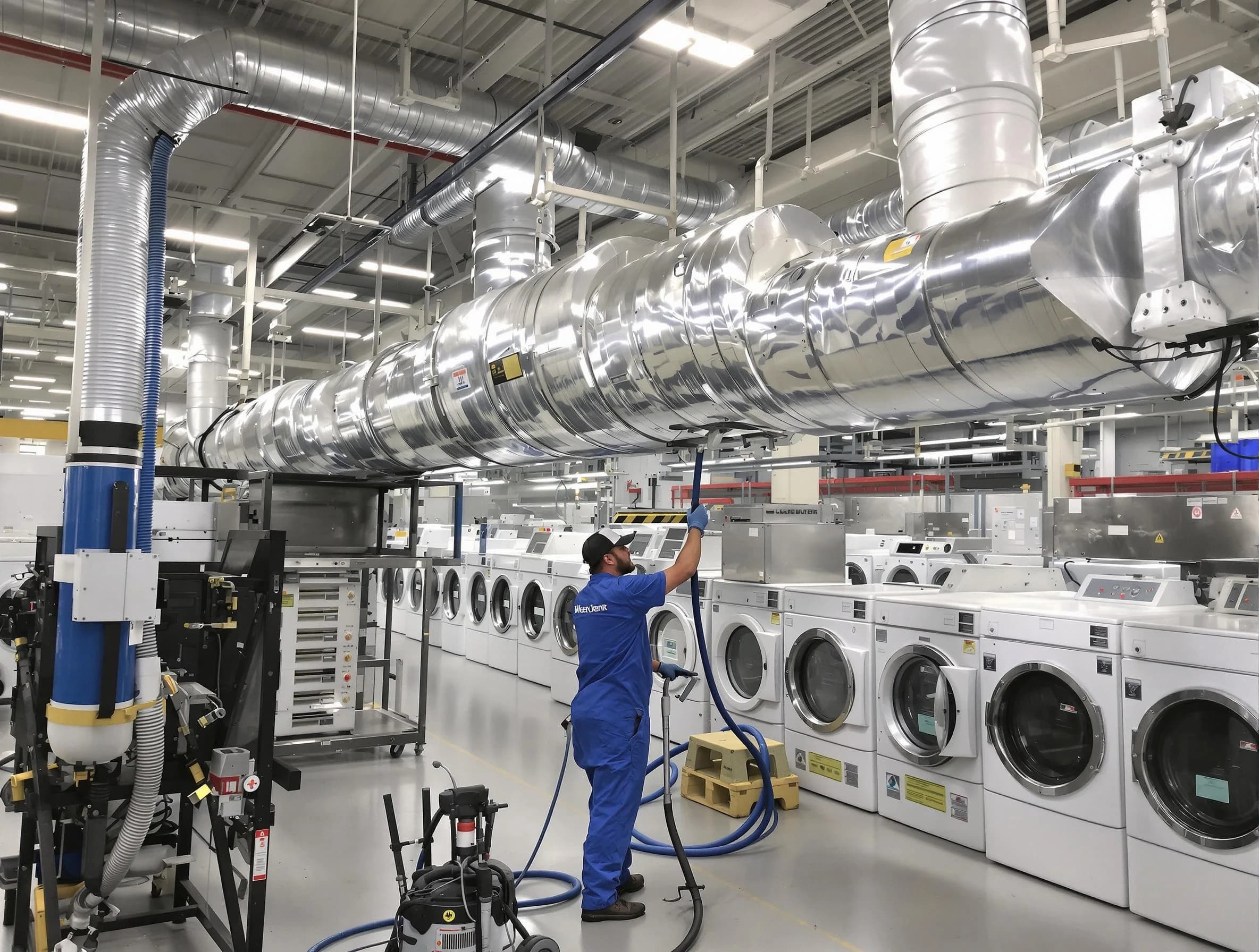 Columbiana Dryer Vent Cleaning team performing heavy-duty industrial dryer vent cleaning in Columbiana