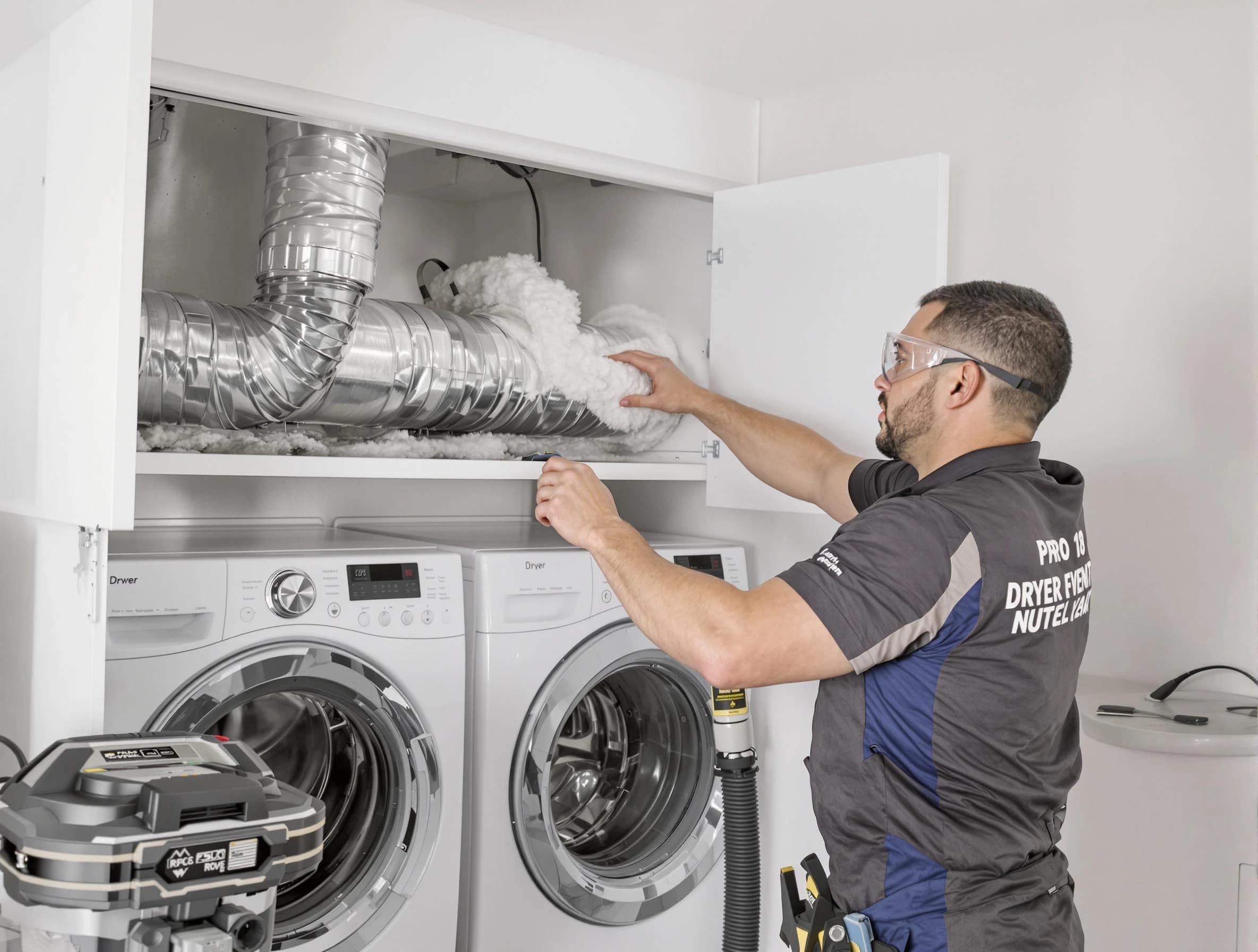 Columbiana Dryer Vent Cleaning certified technician performing specialized gas dryer vent cleaning in Columbiana